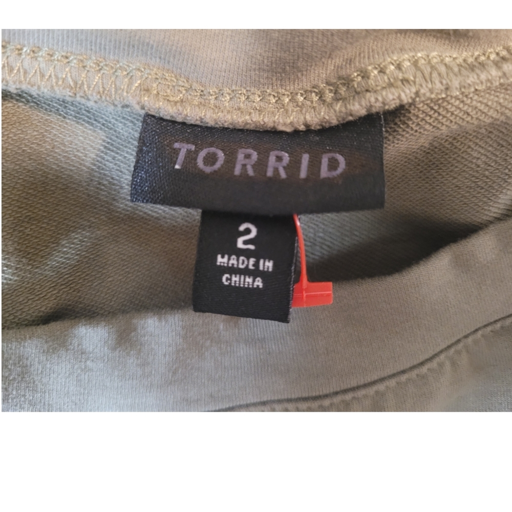 Torrid OLIVE GREEN RUFFLED KNIT SWEATSHIRT DRESS - Picture 5 of 5